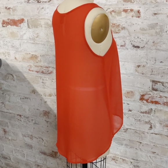 Red-orange Timing High-Low Blouse - Picture 2 of 4